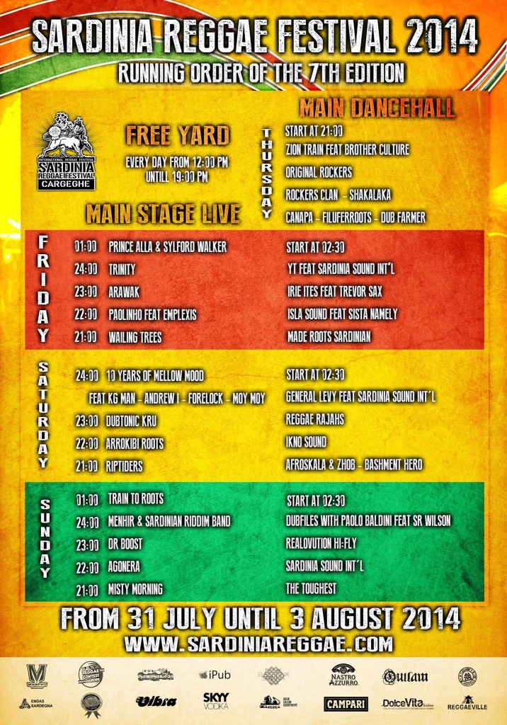 Sardinia Reggae Festival Line-Up 2014